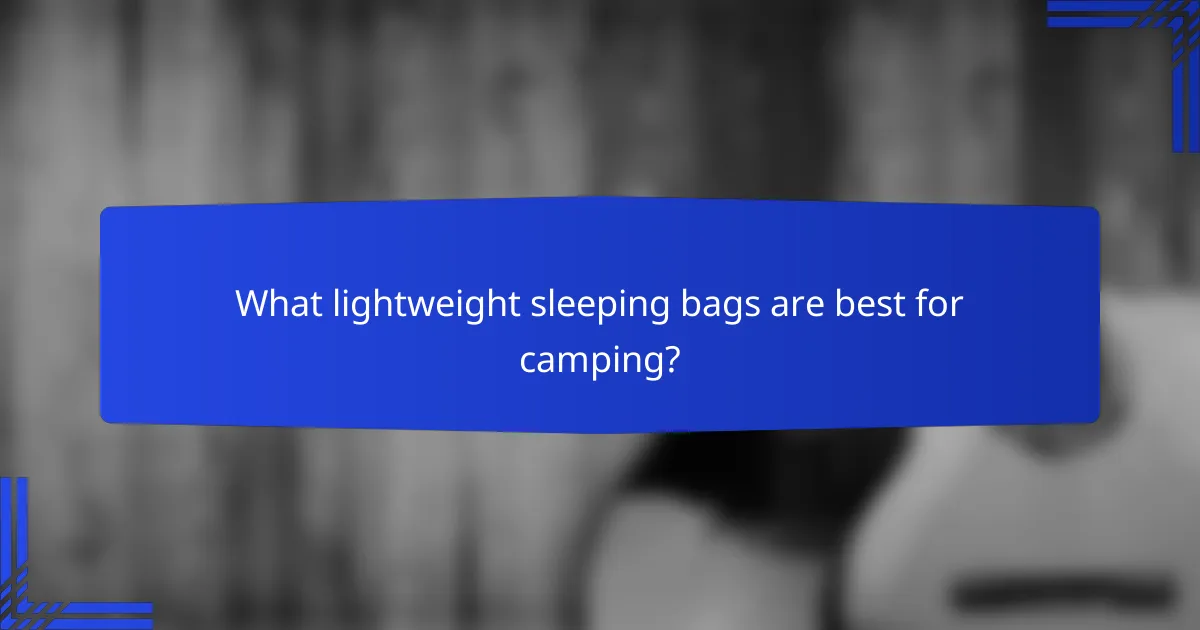 What lightweight sleeping bags are best for camping?